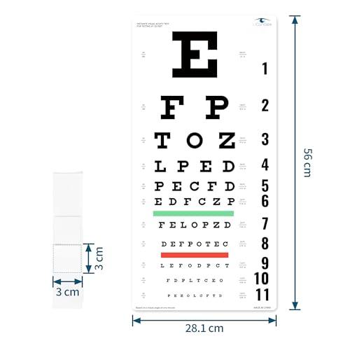 UCanSee Snellen Eye Chart Visual Acuity Chart for Eye Exams 20 Feet (11x22 Inches)
