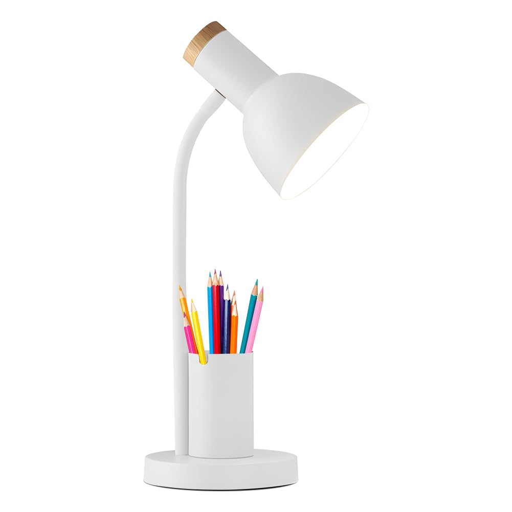 LED Schreibtischlampe mit Stifthalter, Metall-Studienlampe,