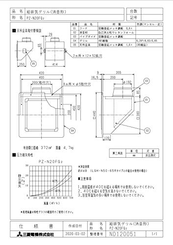 Amazon | 三菱 換気扇 部材 【PZ-N20FG2】 業務用ロスナイ [別売]業設