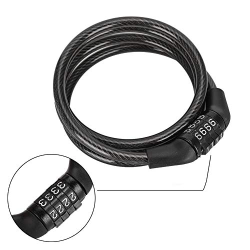 Candado de Cable de Acero, Seguridad Alta, Combinación 4 Dígitos, Negro miniatura 3