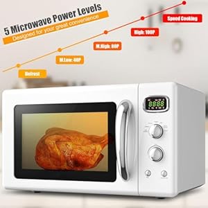 Mat expert 09 cuft compact microwave oven digital timing 5 micro power 25l small microwave wglass turntable 6 preset buttons delayed start function 900w mini microwave wchild lock white  urban country home decor