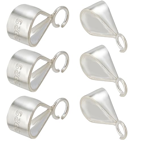 SUNNYCLUE - SUNNYCLUE 1 Box 6Pcs 925 Sterling Silver Bail Connector Charm Clasps Connector Bails Charm Bail Connector with Open Loop Necklace Clasp Connector for jewellery Making Accessories DIY Necklaces Craft