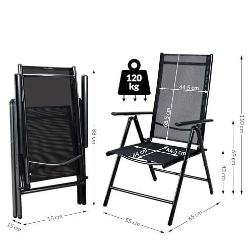 Alu-Gartenstühle Casaria Gartenstuhl 2er Set Hochlehner