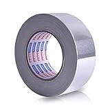 ADHES Ruban adhésif aluminium ruban adhesif haute temperature ruban de réparation pour conduits d'air et tuyaux, pour la réparation, l'isolation, l'étanchéité et la protection,50mm x 64m