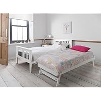 Noa and Nani Hampshire Single Bed Frame with Trundles in Grey or White (Hampshire Single Bed with Matheus Trundle White)