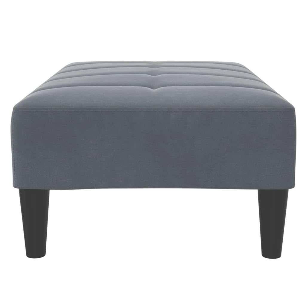 Poggiapiedi in velluto grigio scuro, 77 x 55 x 31 cm, robusto telaio in compensato, comoda imbottitura, pouf versatile per soggiorno e camera da letto