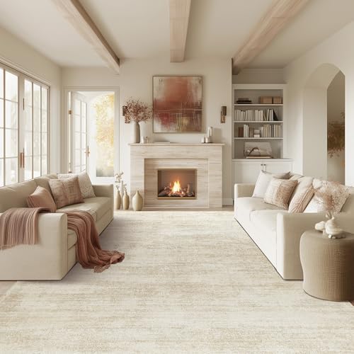 9 by 12 Area Rug for Living Room Washable Non Slip Large Rugs Light Taupe