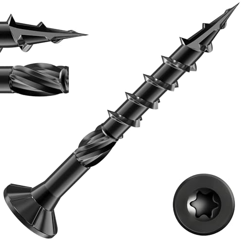 Valorada 50Pcs Decking Screws 4.2 x 38mm, Torx Countersunk Wood Screws, Outdoor Wood Screw, Black Oxide Finish for Fence, Timber