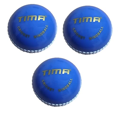 Image of TIMA Synthetic Cricket Ball Poly Hard Cricket Balls - Indoor & Outdoor Training Cricket Ball for Coaching Practice (Blue Pack of 3)