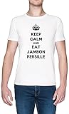 Keep Calm and Eat Jambon Persille Weißes Herren T-Shirt Größe XS White Men's Tee Size XS