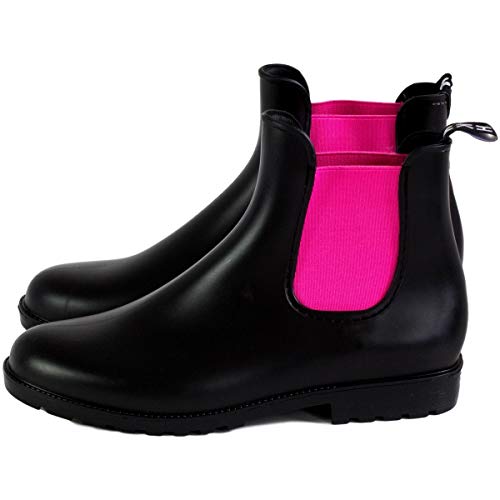 Foto von RL24 by HKM - Jodhpur Reitstiefeletten mit Elastikeinsatz Kunstleder schwarz/pink 38 soft/weit