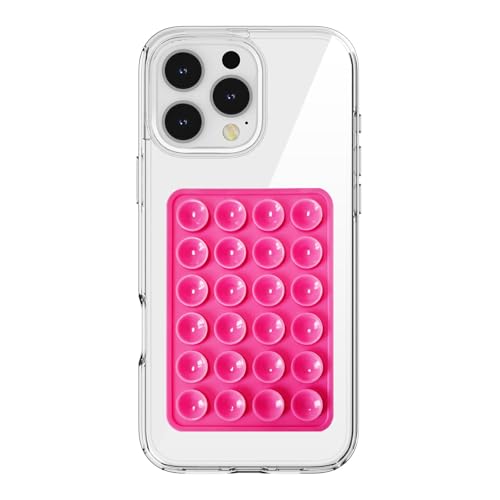 PKYAA Silicone Suction Phone Case Mount, Silicon Adhesive Phone Accessory for Smartphones, Hands-Free Mirror Shower Phone Holder for Selfies, Tiktok Videos (Rose)