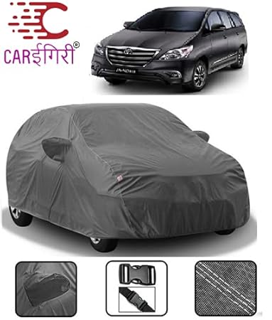 Carigiri Grey Car Body Cover for Toyota Innova(Triple Stitched,Mirror Pocket,UV Resistant,Dustproof)(Models-2004, 2005, 2006, 2007, 2008, 2009, 2010, 2011, 2012, 2013, 2014, 2015, 2016)