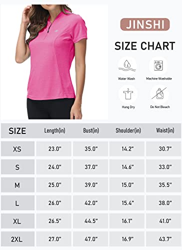 Jnshi Lady Golf Shirts Short Sleeve Moisture Wicking Collarless Polo Shirts For Women Quick Dry Performance Shirts Rose L #TOP6