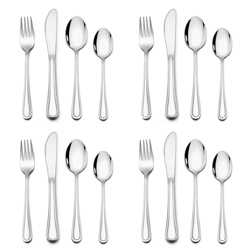 HaWare Kinderbesteck, 16-teilig Edelstahl Kinder Besteck Set ab 3 Jahre, Kindergeschirr Set mit Gabel Messer Löffel für Jungen/Mädchen, Ungiftig & Gesund, Glatte Kante, Spülmaschinenfest