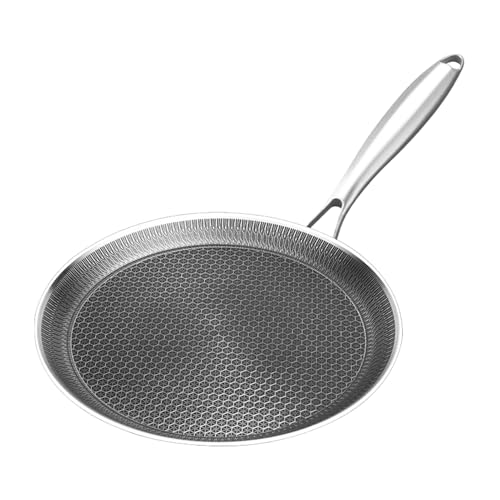 Sartén para crepera, hierro fundido inoxidable, revestimiento de de antiadherente, acero 304, compatible con inducción, mango, para casa, cocina, desayuno, camping barbacoa