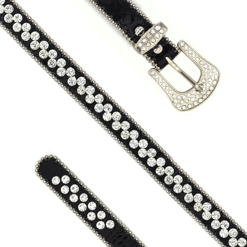 Women's Rhinestone Genuine Leather Belts Shiny Fashion Belt for Jeans & Dress Crocodile Grain2