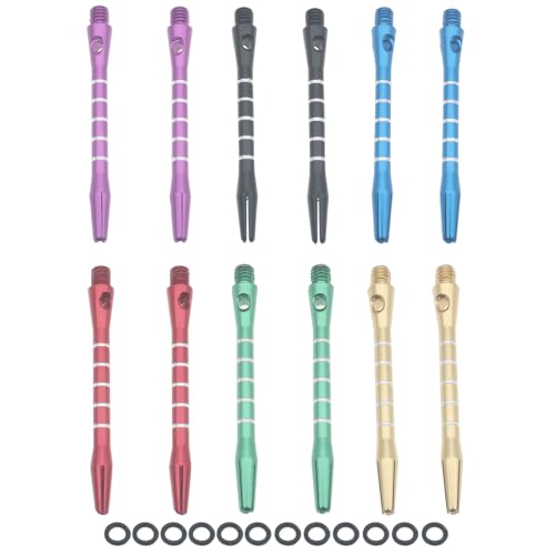 OZXNO 12 Pcs Dart Shafts Aluminium Alloy Dart Shafts for Steel Tip 2BA Thread Dart Stems for Sports Outdoor Dart Flight