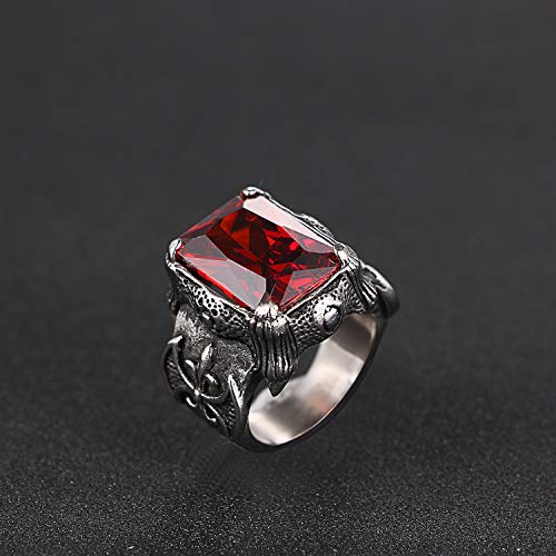Oidea Stainless Steel Bikers Gothic Dragon Claw Ring Red Cz Knight Bands,Size 9 #TOP5