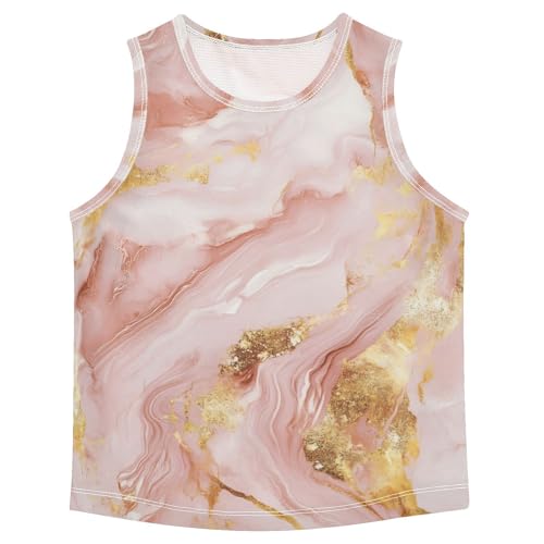 susiyo Pink Golden Marble Texture Boys Sleeveless Tank Top Girls Athletic T Shirt