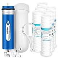 Membrane Solutions 400G RO Membrane with Housing & 5 Micron String Wound Water Filter, Whole House Water Filter Replacement Cartridge