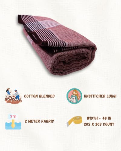 Image of Self Design Blended Solid cotton lungi for men | Daily Wear, Home Wear & Relaxation | 2 Meter | Unstitched