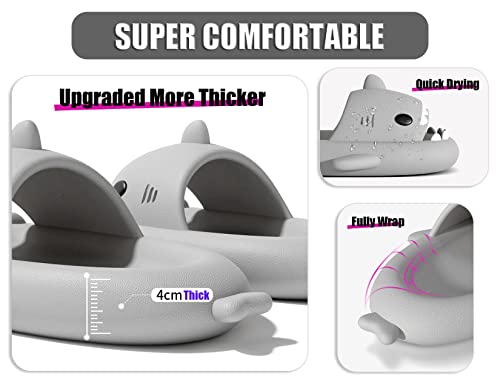 Soofylia Shark Slides - Adult Women Men Unisex Shark Slide Beach Sandals - Cloud Pillow House Slipper Non-Slip Spa Shower Shoes3