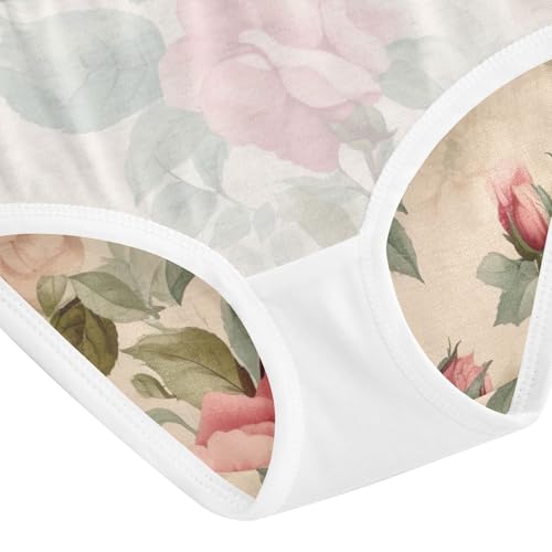 Vintage Rose Pink Underwear Girls, Toddler Panties, Girls Cotton Underwear, 2–8 Years4