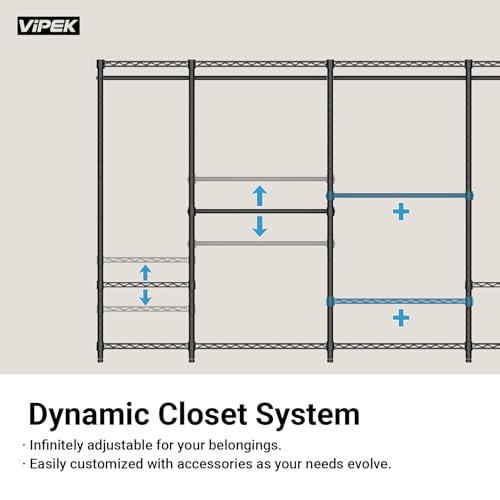 Image of VIPEK V5L Garment Rack Heavy Duty with Dimmable LED Lights, 3000K Warm White, Portable Closet Wardrobe Freestanding Metal for Hanging Clothes, Max Load 890lbs