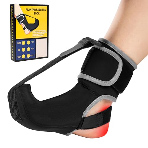 CHJOD Plantar Fasciitis Night Splint Sock - Adjustable Planter Facetious Relief Brace for Women Men,Soft Plantar Fascia Boot for Sleeping,Support Relief Foot Drop Achilles Tendonitis Relief Day Night