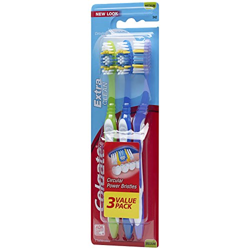 Colgate Extra Clean volle Kopf Zahnbürste, Mittel, 3 Stück, Blau/Grün – Bild 6