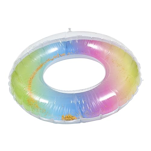 BRIGHTFUFU Sequin Floating Ring Inflatable Pool Floats for Adults Mini Pool Floats Easy Inflate PVC Material