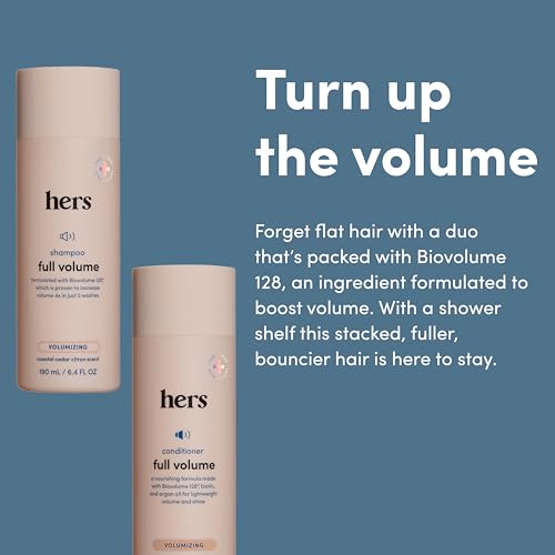 hers Full Volume Shampoo & Conditioner Set - Volumizing Shampoo and Conditioner for Women with Biotin - Adds Lightweight Volume, Shine & Bounce - Coastal Cedar Citron - 2 x 6.4 fl oz