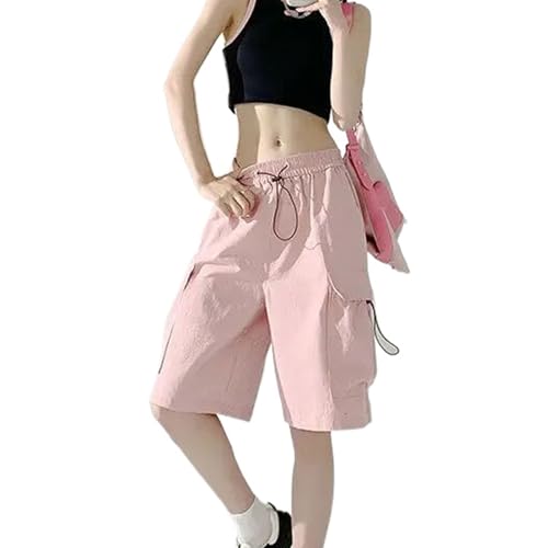 Short cargo pour femme avec grande poche pratique style streetwear uni et coupe droite longue