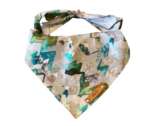 Pet Dog Bandana, The Mountains are Calling, Leather Name Tag, Personalized Name, Bandanas for Dogs, Personalized Dog Bandanas (Sizes: XXSmall -