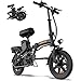 URLIFE Folding Electric Bike for Adults, 14" Portable Commuter ebikes, 20-40 Mile Long Range, 500W Peak Motor, 20MPH, Removable 48V Battery, UL 2849 Mini Bikes for Teens (Black)