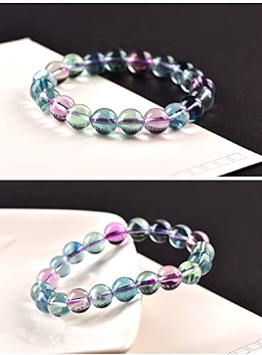 Natural Crystal Bracelet for Men Women Flourite Chakra Balancing Gem Feng Shui Bracelet Amulet for Healing Prosperity Positivity Spiritual Balance Good Luck,Level a,10mm4