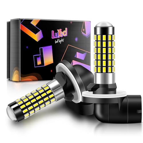 LUYED 881 LED Fog Light Bulb 1800 Lumens Super Bright 3014 78-EX Chipsets 889 894 896 Led Bulbs with Projector for Fog Lights Xenon White Pack of 2