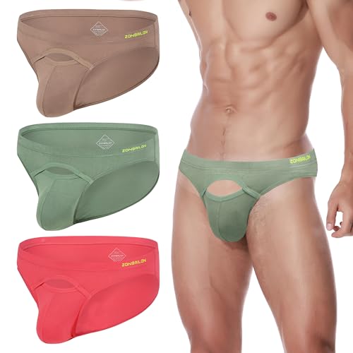 Mens Sexy Briefs Front Open Access Low Rise Bulge Enhancing Pouch Opening Underwear Bikini