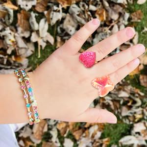ginoya brothers Little Girl Jewel Adjustable Rings for Kids in Box Rings for Girl Aged 4-12 Years Old Birthday Christmas Gifts Pretend Play and Dress up Rings. (Pattern - 2) - Image 2 thumbnail