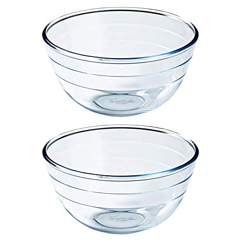 Pyrex O'Cuisine Kitchen - Bol redondo de cristal apto para microondas, 21 cm, 2 litros (paquete de 2)