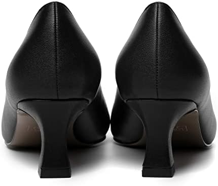 SHOWFOREST Kitten Cute 2 Inch Matte Dating Solid Round Toe Low Heel Slip On Pumps Shoes Black Size 9 - Zapatos for Women | Image 3