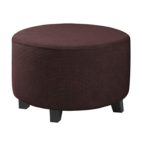 Image of H.VERSAILTEX Ottoman Cover Stretch Ottoman Slipcover Round Ottoman Storage Cover Folding Stool Covers Furniture Protector Cover for Footrest Ottoman Fit Dia 20 inch - 23 inch, Chocolate