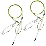 Soulchen 2 Pcs 3ft Heavy Duty Fish Stringer with Shark Clip Stainless Steel Cable Fish Holder Spearfishing Stringer for Scuba Diving Freediving Spearfishing Kayak Fishing and Big Game