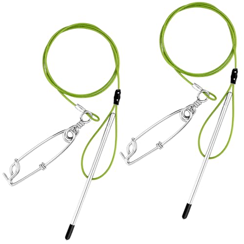 Soulchen 2 Pcs 3ft Heavy Duty Fish Stringer with Shark Clip Stainless Steel Cable Fish Holder Spearfishing Stringer for Scuba Diving Freediving Spearfishing Kayak Fishing and Big Game
