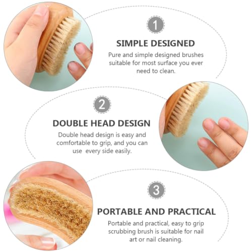Cepillo de manicura Housoutil de madera de haya fina y cerdas claras de doble cara, 3 piezas 7