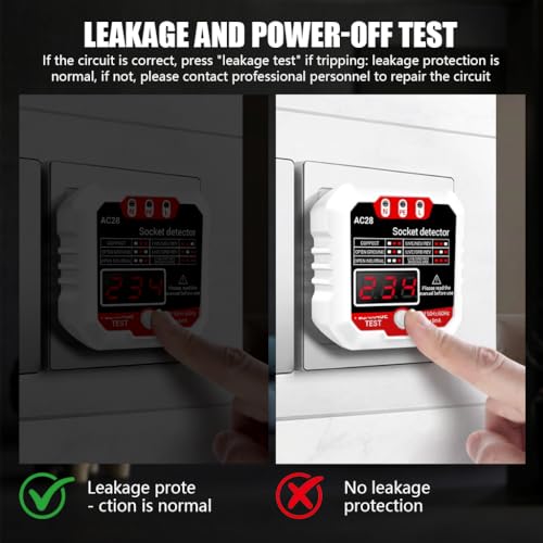 Image of Serplex Socket Tester, Outlet Tester Receptacle Detector with Voltage LCD Display 250V 50Hz /60Hz Power Socket Checker Automatic Circuit Tester Polarity Voltage Test Wall Plug Electrical Tools-White