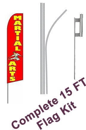 NEOPlex -"Martial Arts (Extra Wide)" Complete Flag Kit - Includes 12' Swooper Feather Business Flag with 15-Foot Anodized Aluminum Flagpole and Ground Spike