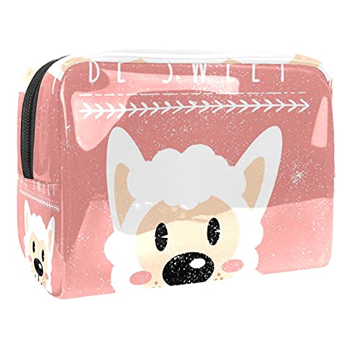 Trousse de toilette motif alpaga et cactus rose - Petit sac à main maquillage et cosmétique