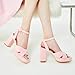 KHPAERMEI Pink Platform Sandals Square Toe Platform Heels for Women Chunky Heel 3.54 Inches Wedges Heels Dress Pumps Comfortable Prom Wedding